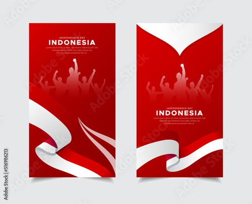 Happy Indonesia independence day template stories. Indonesia independence day design Stories Collection