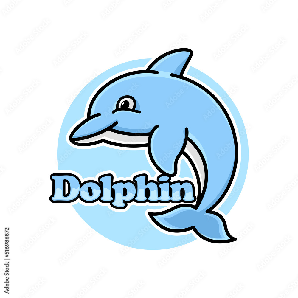 Dolphin character vector illustration, With cute and childish style. This design is very good for kids Dolphin character vector illustration, With cute and childish style. This design is very good for kids
