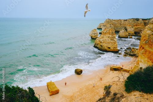 beach and rocks on algarve portugal