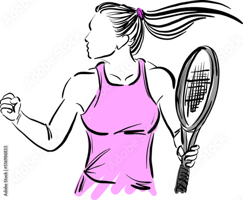 tennis woman player happy winner concept vector illustration