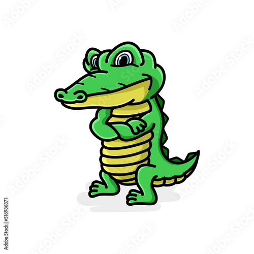 Vector illustration of crocodile character, With cute and childish style. This design is very good for kids © Rahmat