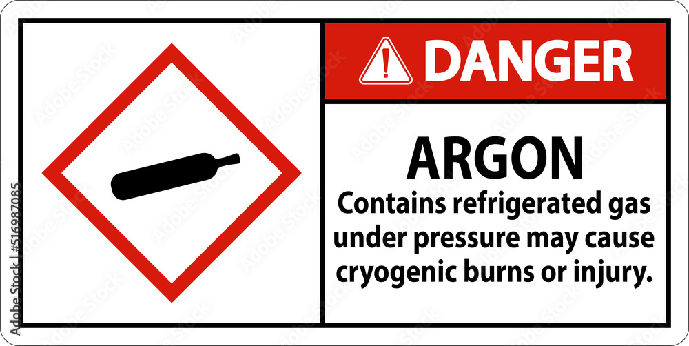 Danger Argon GHS Sign On White Background Danger Argon GHS Sign On White Background