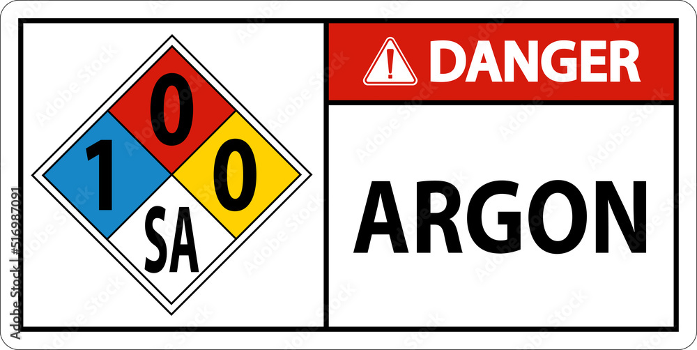 NFPA Danger Argon 1-0-0-SA Sign On White Background NFPA Danger Argon 1-0-0-SA Sign On White Background
