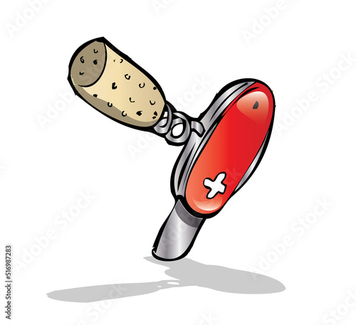 swiss pocketknife with cork and bottle opener