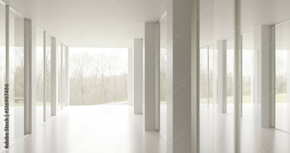 Fototapeta premium empty room with windows made in 3d