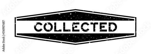 Grunge black collected word hexagon rubber seal stamp on white background