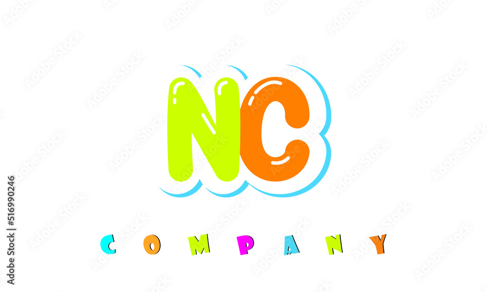 letters NC creative logo for Kids toy store, school, company, agency. stylish colorful alphabet logo vector template letters NC creative logo for Kids toy store, school, company, agency. stylish colorful alphabet logo vector template