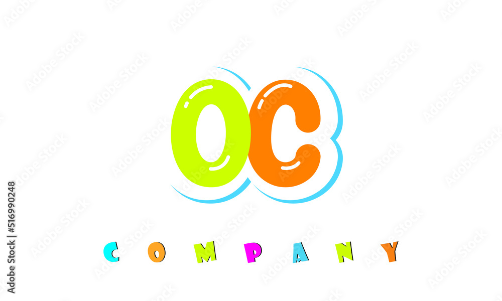 letters OC creative logo for Kids toy store, school, company, agency. stylish colorful alphabet logo vector template letters OC creative logo for Kids toy store, school, company, agency. stylish colorful alphabet logo vector template