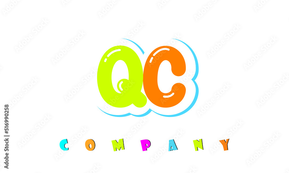 letters QC creative logo for Kids toy store, school, company, agency. stylish colorful alphabet logo vector template letters QC creative logo for Kids toy store, school, company, agency. stylish colorful alphabet logo vector template