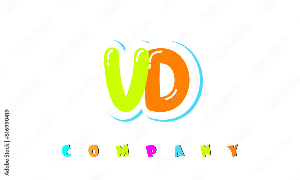 letters VD creative logo for Kids toy store, school, company, agency. stylish colorful alphabet logo vector template letters VD creative logo for Kids toy store, school, company, agency. stylish colorful alphabet logo vector template
