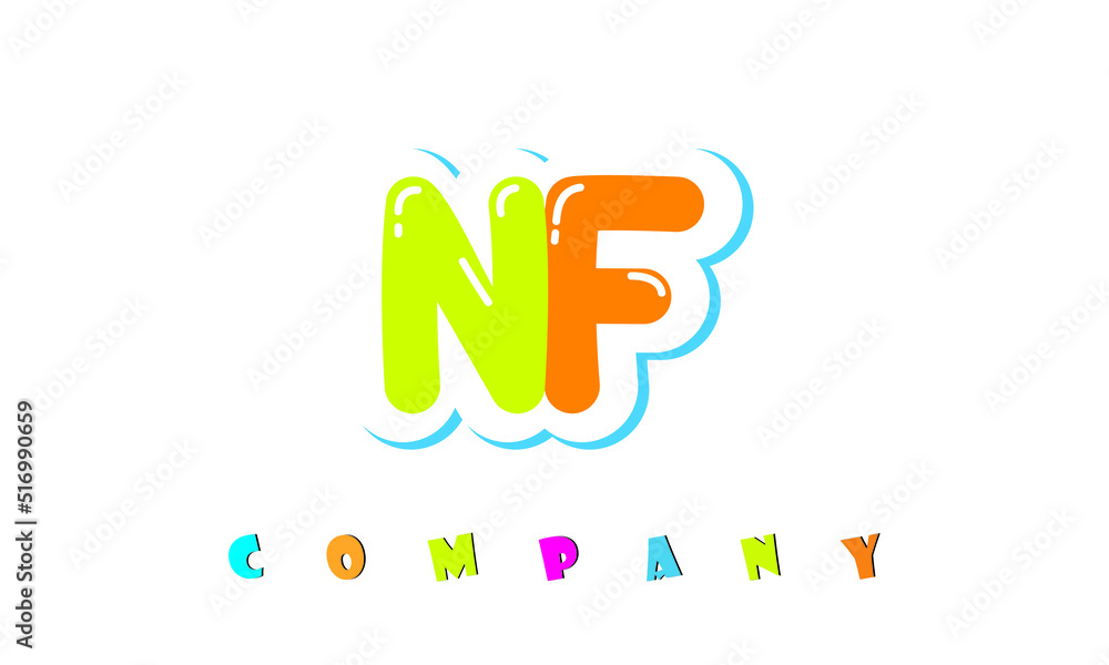 letters NF creative logo for Kids toy store, school, company, agency. stylish colorful alphabet logo vector template letters NF creative logo for Kids toy store, school, company, agency. stylish colorful alphabet logo vector template