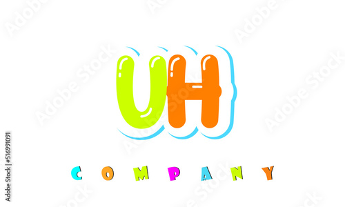 letters UH creative logo for Kids toy store, school, company, agency. stylish colorful alphabet logo vector template