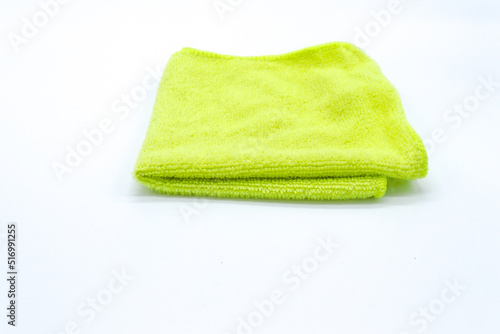 green kitchen rag on white background