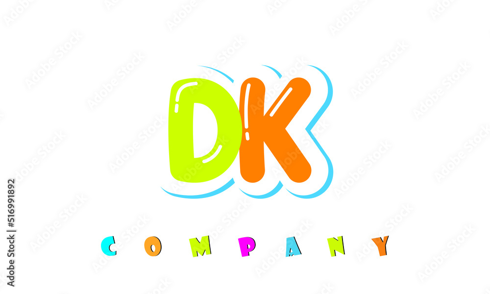 letters DK creative logo for Kids toy store, school, company, agency. stylish colorful alphabet logo vector template letters DK creative logo for Kids toy store, school, company, agency. stylish colorful alphabet logo vector template
