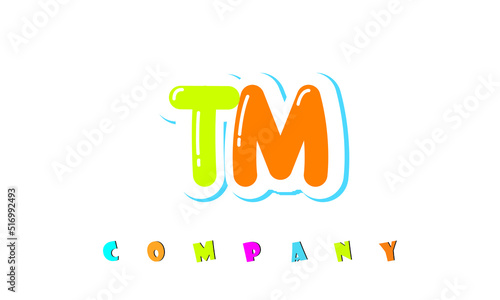 letters TM creative logo for Kids toy store, school, company, agency. stylish colorful alphabet logo vector template