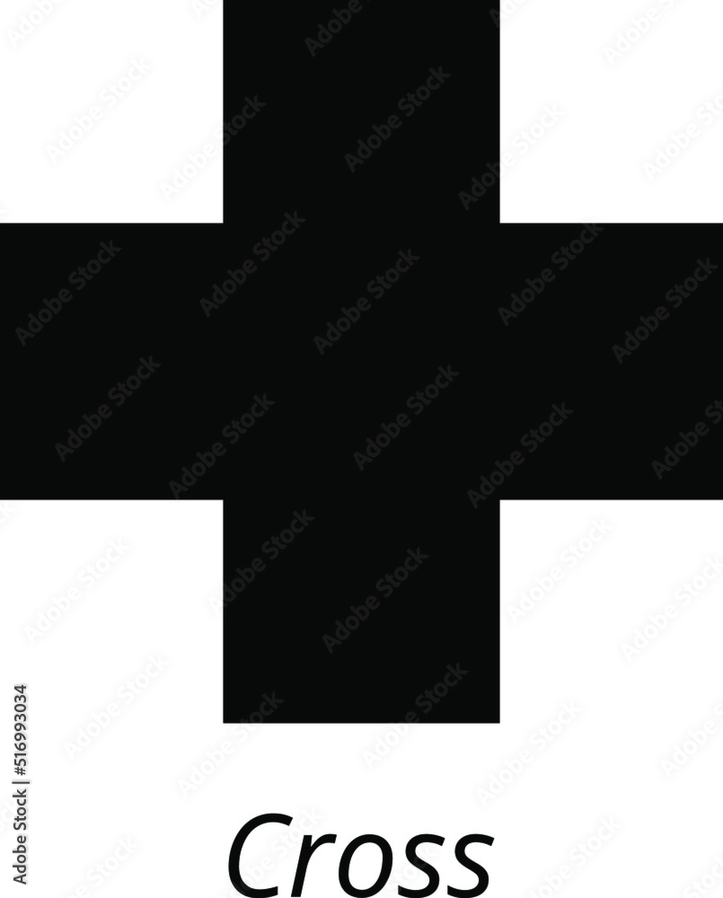 Cross Geometric shape. Vector illustration of basic geometric figure. Understanding of geometry poster for teaching and learning in school. Vector illustration isolated on white background. Cross Geometric shape. Vector illustration of basic geometric figure. Understanding of geometry poster for teaching and learning in school. Vector illustration isolated on white background.