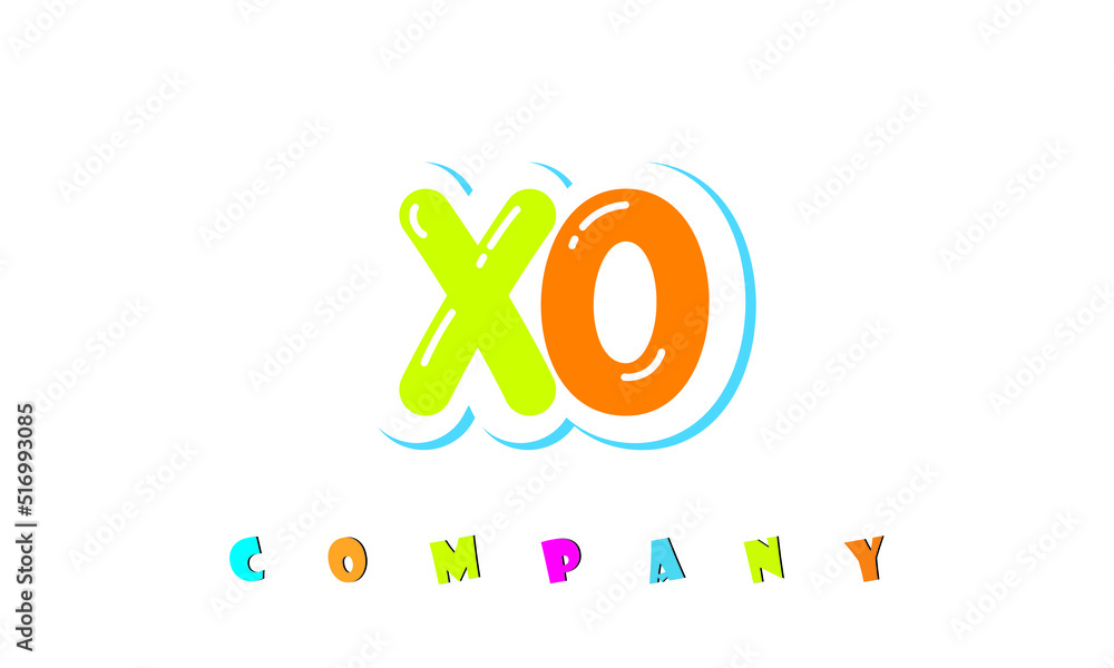 letters XO creative logo for Kids toy store, school, company, agency. stylish colorful alphabet logo vector template
