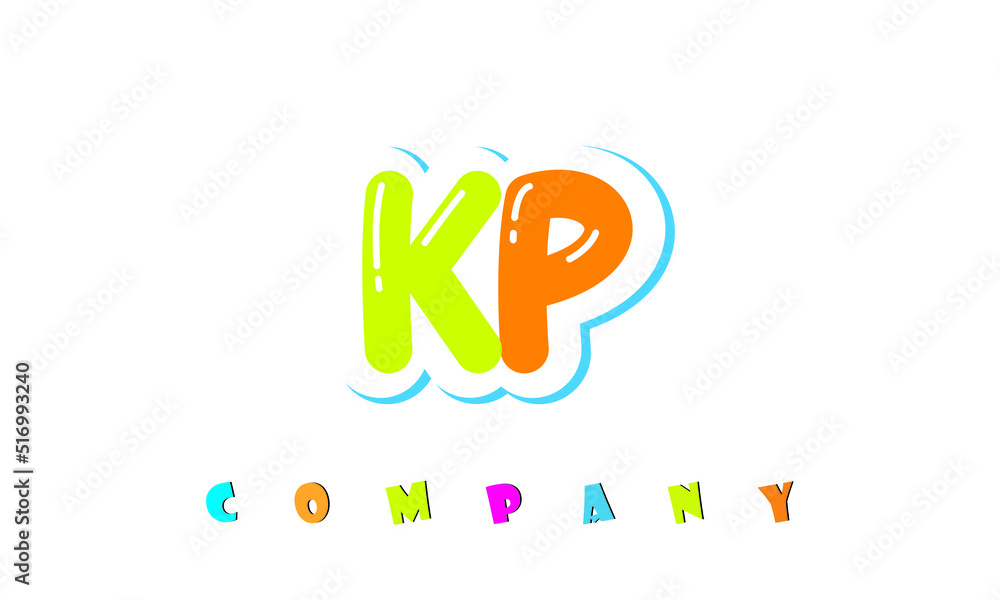 letters KP creative logo for Kids toy store, school, company, agency. stylish colorful alphabet logo vector template