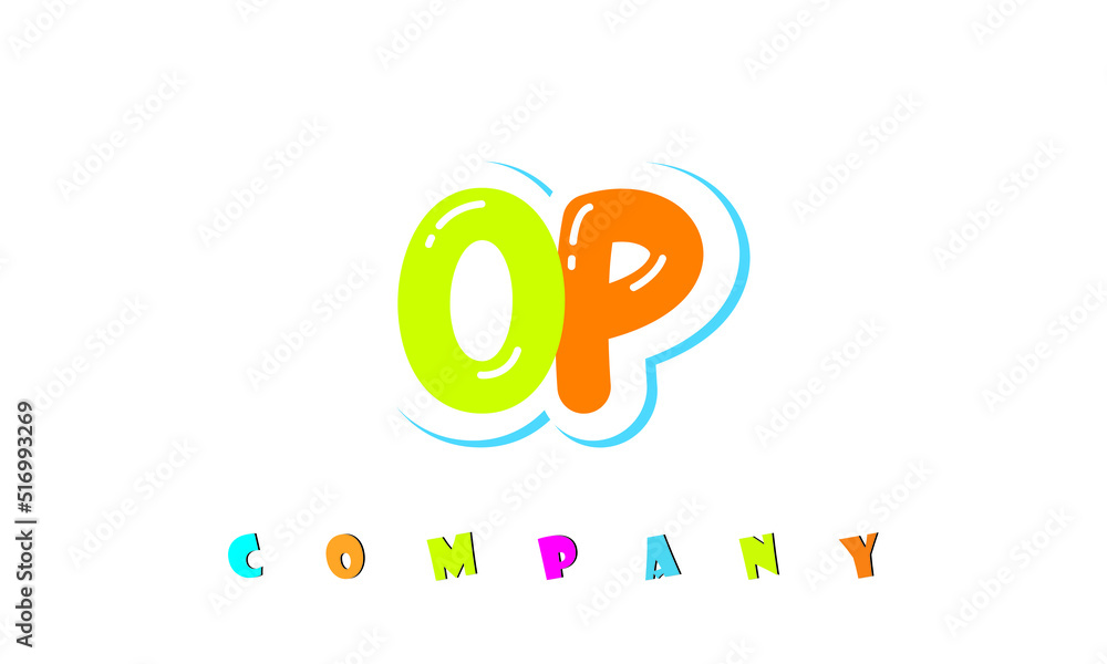 letters OP creative logo for Kids toy store, school, company, agency. stylish colorful alphabet logo vector template letters OP creative logo for Kids toy store, school, company, agency. stylish colorful alphabet logo vector template