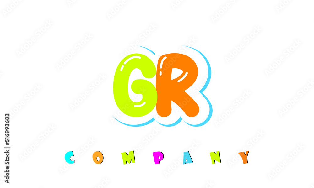 letters GR creative logo for Kids toy store, school, company, agency. stylish colorful alphabet logo vector template letters GR creative logo for Kids toy store, school, company, agency. stylish colorful alphabet logo vector template