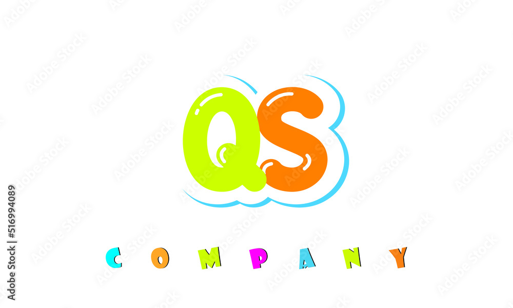 letters QS creative logo for Kids toy store, school, company, agency. stylish colorful alphabet logo vector template letters QS creative logo for Kids toy store, school, company, agency. stylish colorful alphabet logo vector template