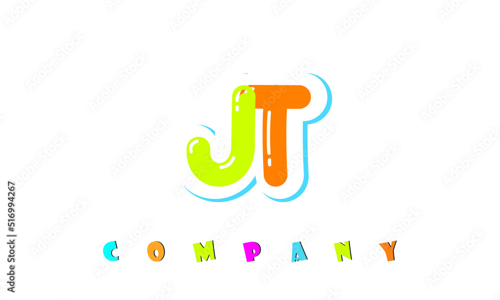 letters JT creative logo for Kids toy store, school, company, agency. stylish colorful alphabet logo vector template letters JT creative logo for Kids toy store, school, company, agency. stylish colorful alphabet logo vector template