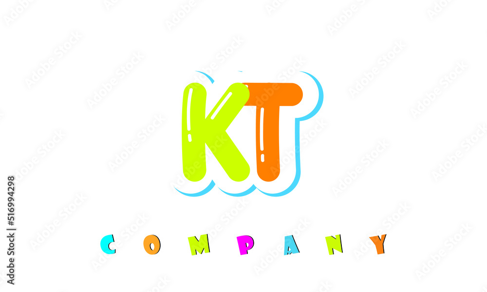 letters KT creative logo for Kids toy store, school, company, agency. stylish colorful alphabet logo vector template