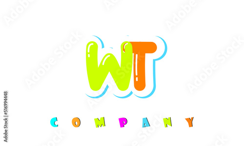 letters WT creative logo for Kids toy store, school, company, agency. stylish colorful alphabet logo vector template