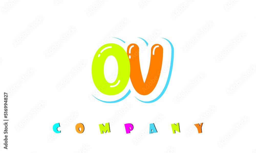 letters OV creative logo for Kids toy store, school, company, agency. stylish colorful alphabet logo vector template letters OV creative logo for Kids toy store, school, company, agency. stylish colorful alphabet logo vector template