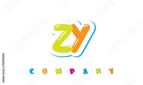 letters ZY creative logo for Kids toy store, school, company, agency. stylish colorful alphabet logo vector template