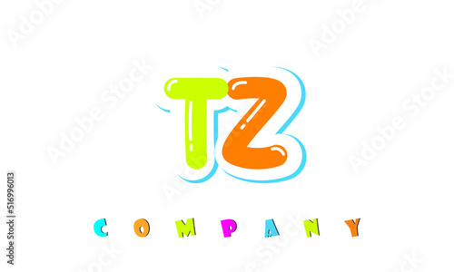 letters TZ creative logo for Kids toy store, school, company, agency. stylish colorful alphabet logo vector template