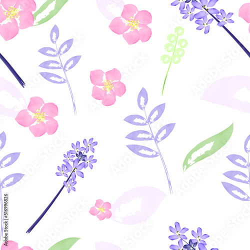 seamless pattern with watercolour flowers