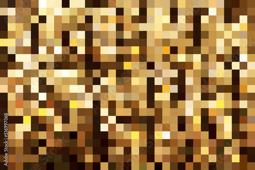 Pixel squares in gold and brown shades.