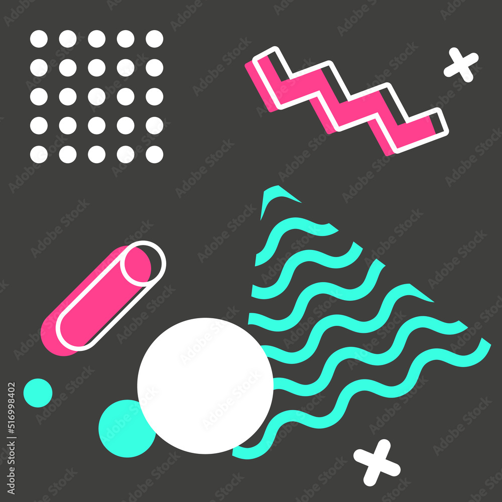 Vector seamless memphis style 90s 80s retro pattern design Vector seamless memphis style 90s 80s retro pattern design