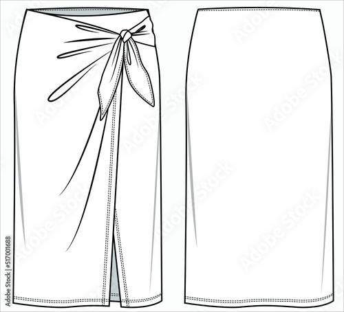 SEAMLESS PRINT LONG WRAP SKIRT FOR WOMEN BEACH AND RESORT WEAR IN EDITABLE VECTOR FILE