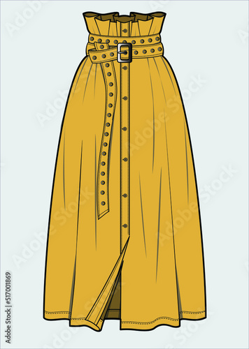 HIGH WAIST SKIRT FOR WOMEN AND TEEN GIRLS IN EDITABLE VECTOR FILE