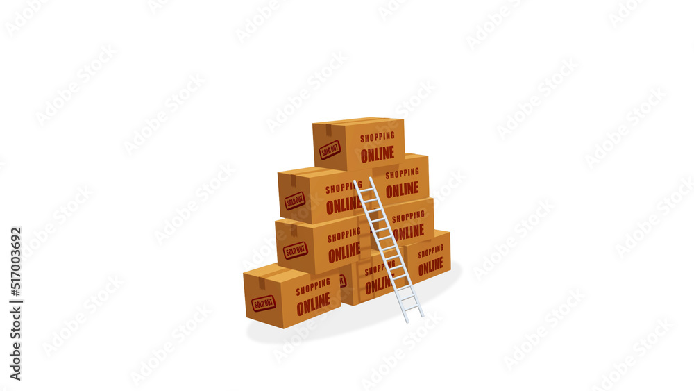 Obraz premium Packaging box stacking together on white background with clipping path