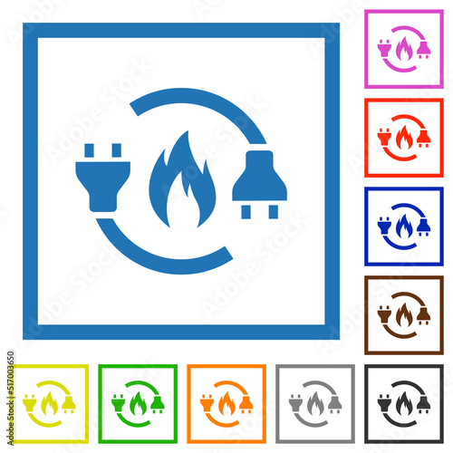 Gas energy flat framed icons photo