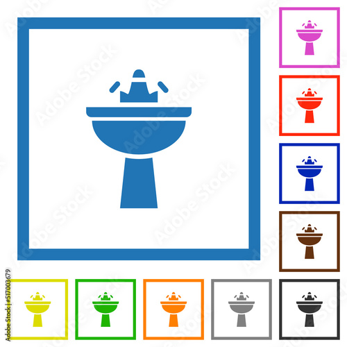 Sink flat framed icons