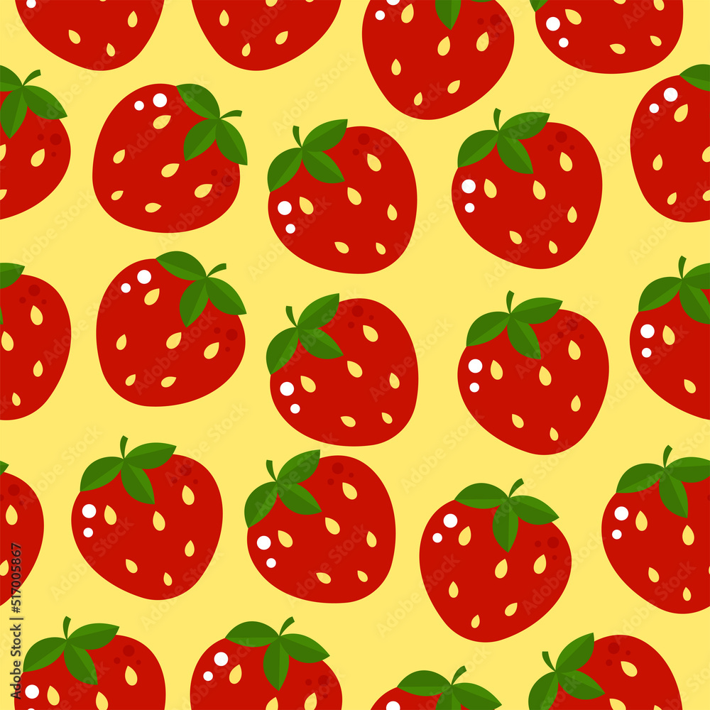 Cute summer flat pattern with fruits. Strawberry. Great food background for your design. Vegan, vegetarian, healthy food, diet concept. Cute summer flat pattern with fruits. Strawberry. Great food background for your design. Vegan, vegetarian, healthy food, diet concept.