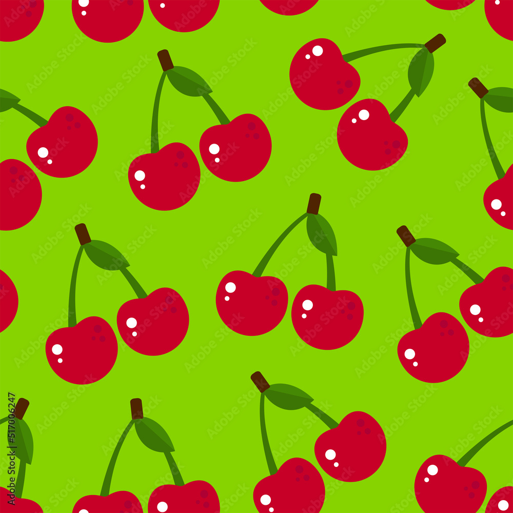 Cute summer flat pattern with fruits. Cherry. Great food background for your design. Vegan, vegetarian, healthy food, diet concept. Cute summer flat pattern with fruits. Cherry. Great food background for your design. Vegan, vegetarian, healthy food, diet concept.