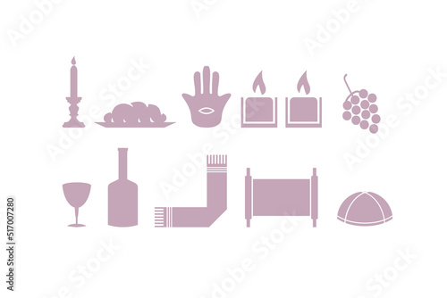 jewish holiday icons design vector flat illustration