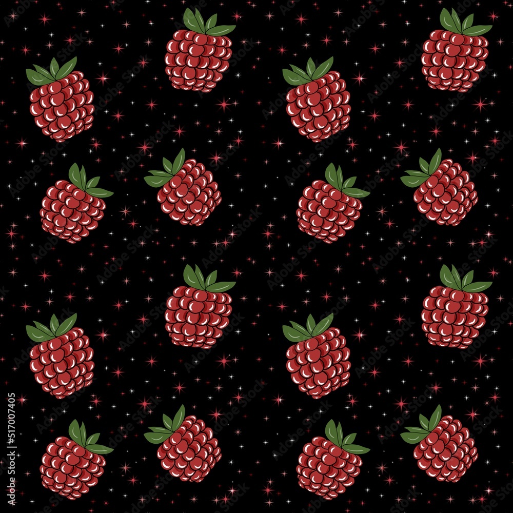 Raspberries. Seamless pattern of raspberries. Seamless background with raspberry. illustration. Raspberries. Seamless pattern of raspberries. Seamless background with raspberry. illustration.