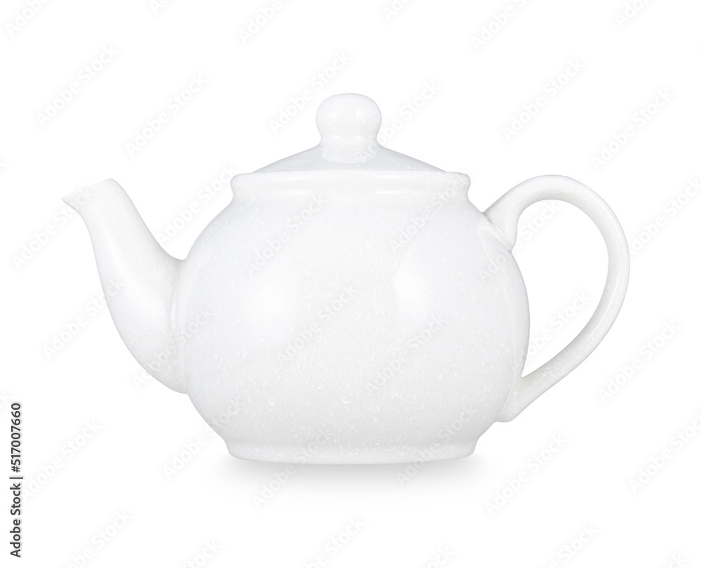 White ceramic kettle or teapot isolated on white background with clipping path, Suitable for design. White ceramic kettle or teapot isolated on white background with clipping path, Suitable for design.