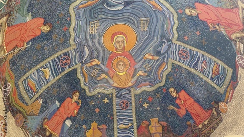 Religious mosaic portraying orthodox saints