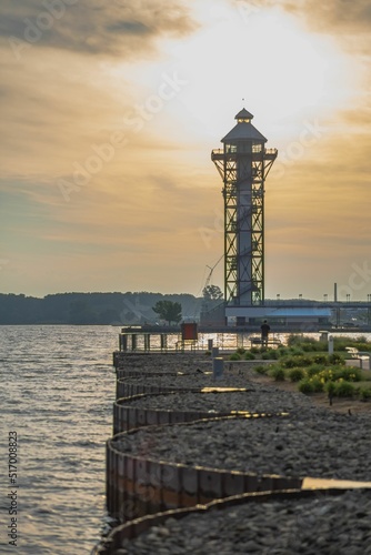 Bicentennial Tower at scenic sunset in Erie, Pennsylvania, USA photo