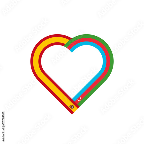 friendship concept. heart ribbon icon of spain and azerbaijan flags. vector illustration isolated on white background