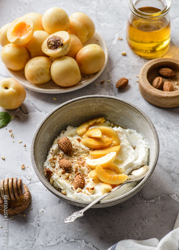 cottage cheese with apricots and almonds