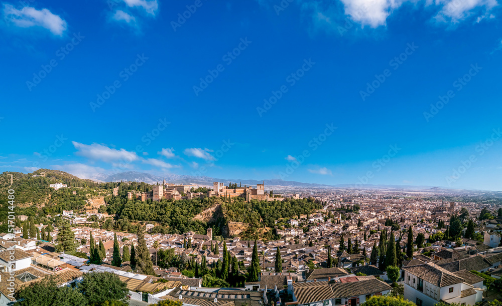 Albaicin downtown and Alhambra panorama over Granada