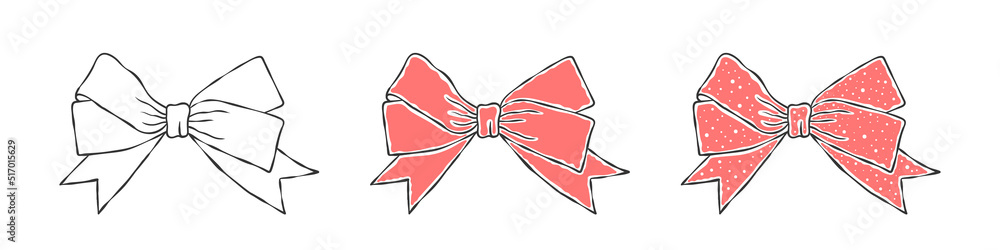 Bows. Hand drawn light pink bow. Decor elements. Vector illustration Bows. Hand drawn light pink bow. Decor elements. Vector illustration